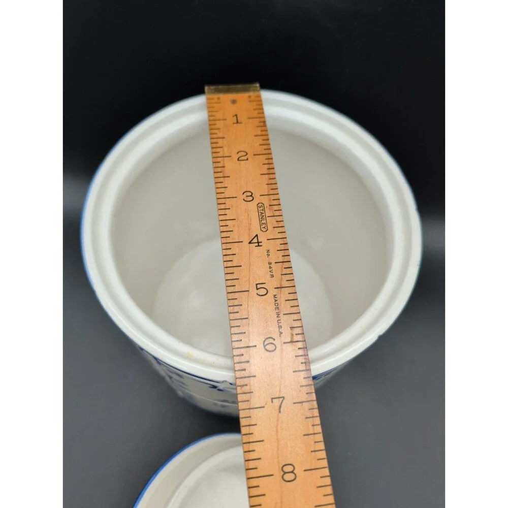 Cardinal Extra Large Ceramic Canister Blue & White Hand Painted Floral 9